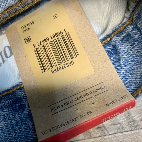 Levi’s 501 High Rise Distressed Button Fly Cut Off Denim Shorts - Picture 5 of 8